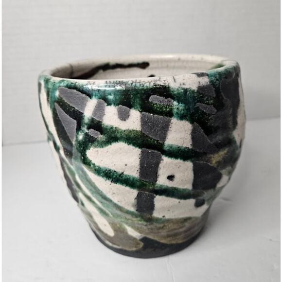 Raku Hand Thrown Coiled Pottery Vase signed JH  5"  1996 Western Style SEE - Picture 3 of 10